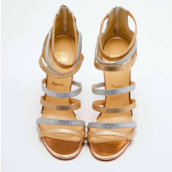 Christian Louboutin Metallic Glitter
Mariniere Caged Sandals - Picture 2 of 12